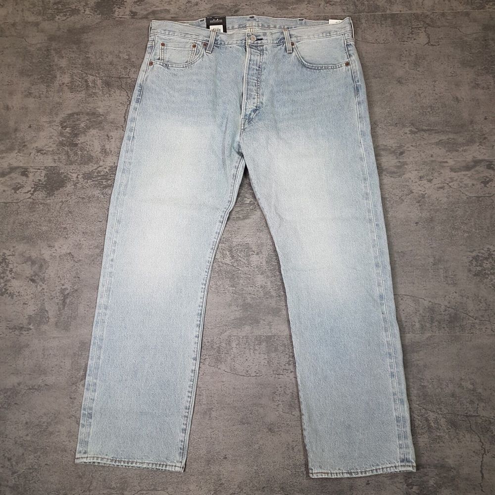 LEVI'S 501 Original Fit‎ Selvedge Denim Jeans Mens 40x30 Light Wash Blue Big E